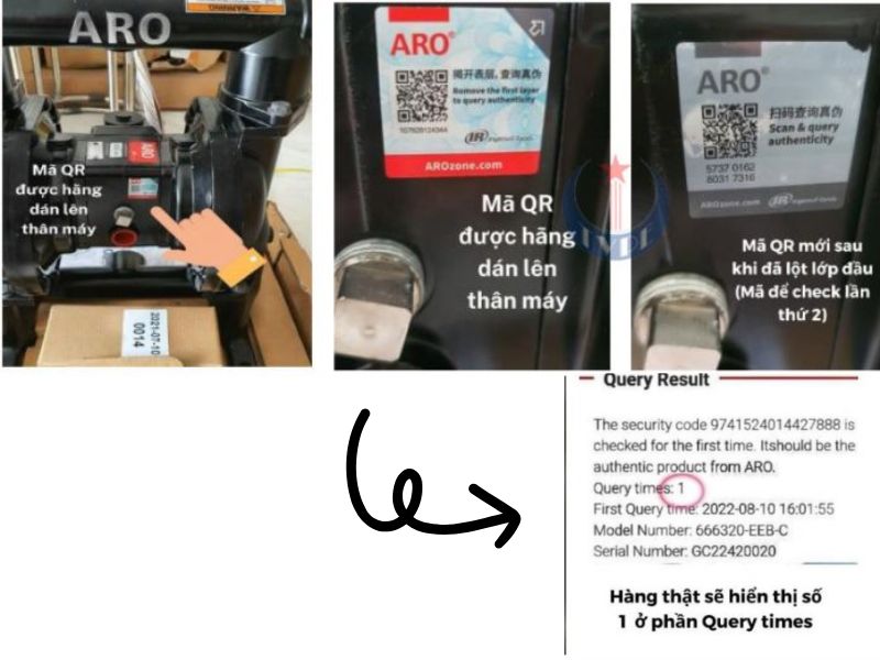 Cách phân biệt bơm Aro chính hãng