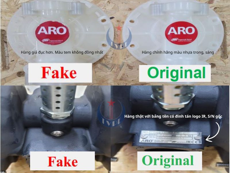 Phân biệt qua logo trên bơm