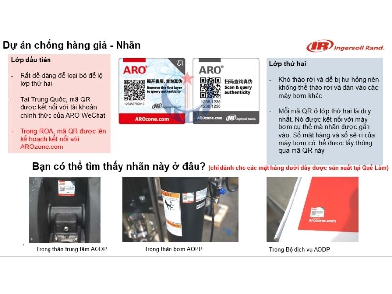 Tem chống hàng giả bơm ARO