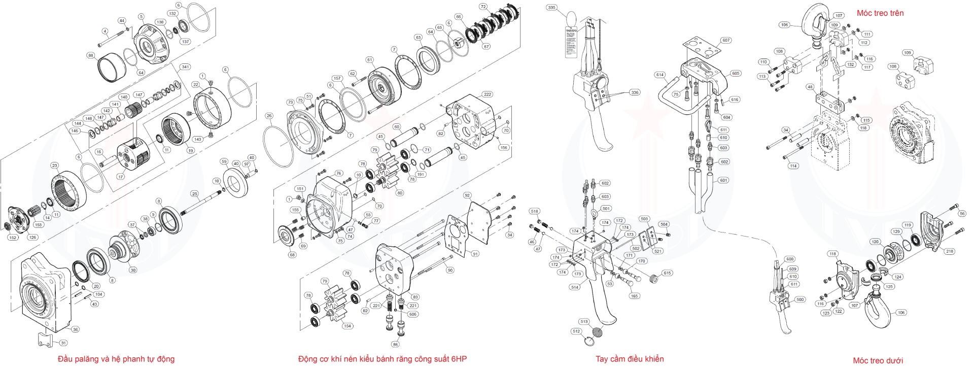 Palăng khí nén ngành mỏ 12tấn LC2A120DM