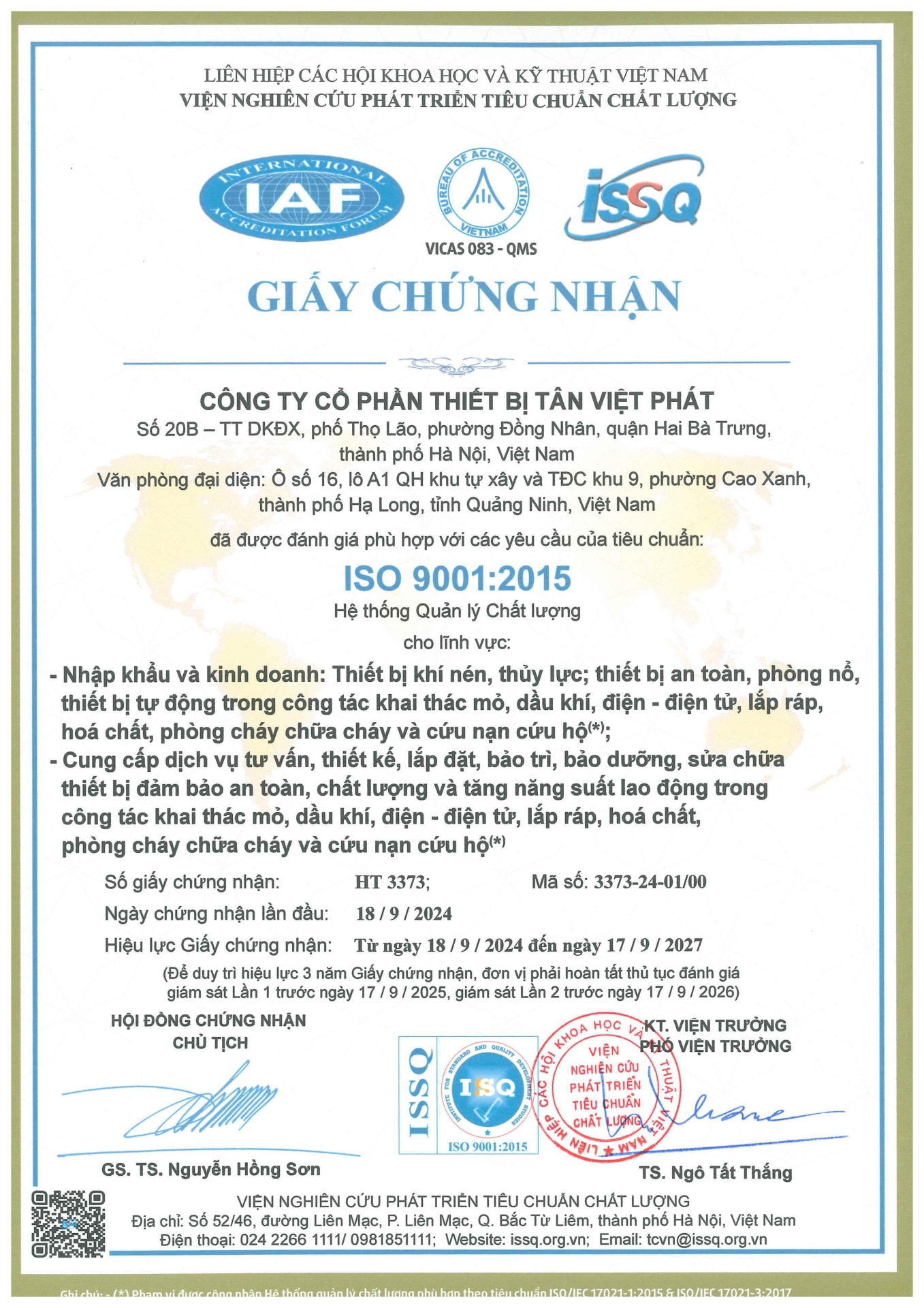 Chứng nhận tiêu chuẩn iso 9001:2015