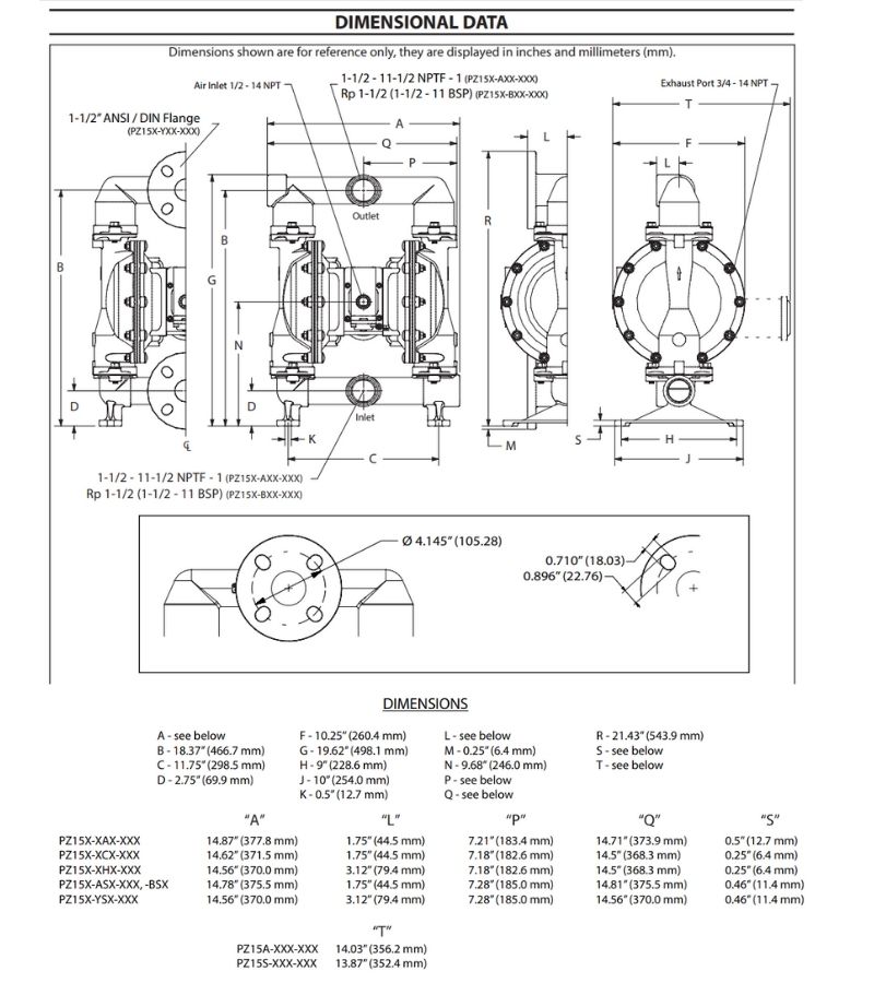 Kích thước PZ15A-BAP-FTT-A