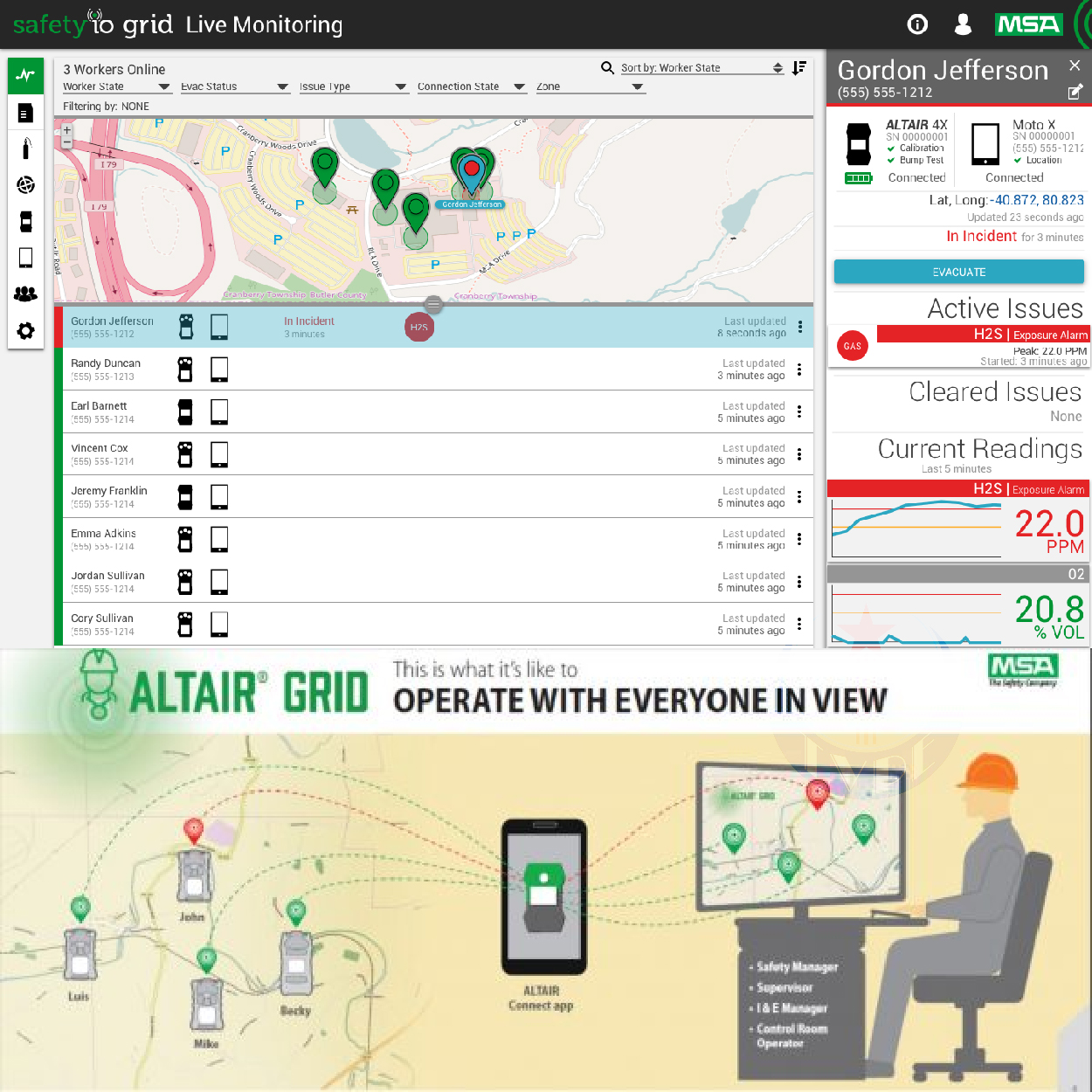 Phần mềm máy đo khí MSA Altair Grid