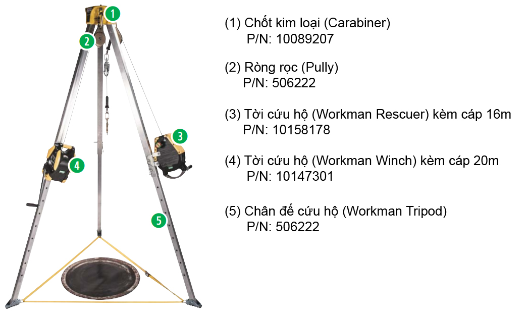 Bộ gi&aacute; 3 ch&acirc;n cứu hộ Workman Tripods